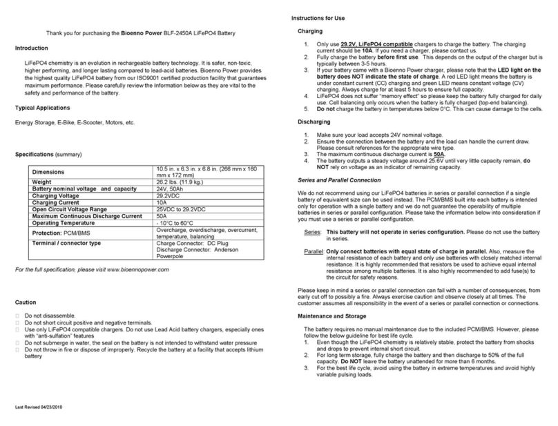 Bioenno Power BLF-2450A User manual