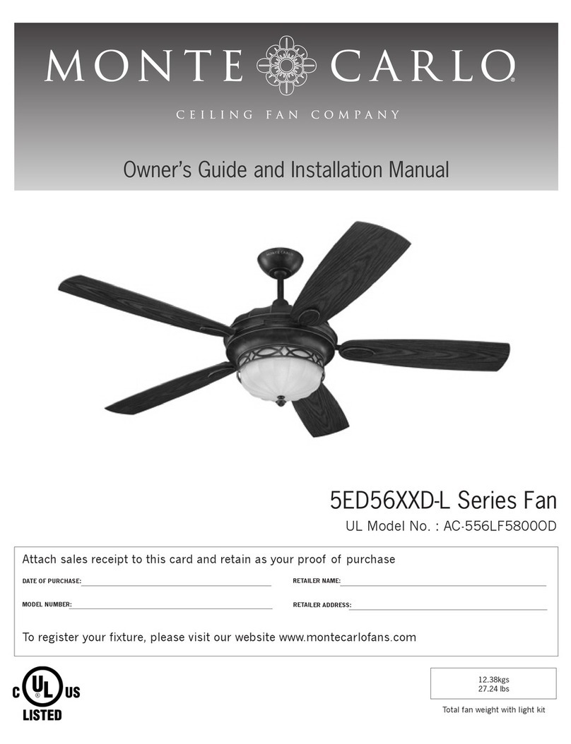 Monte Carlo Fan Company Drawing Room 5ED56 D-L Series Owner's guide and installation manual