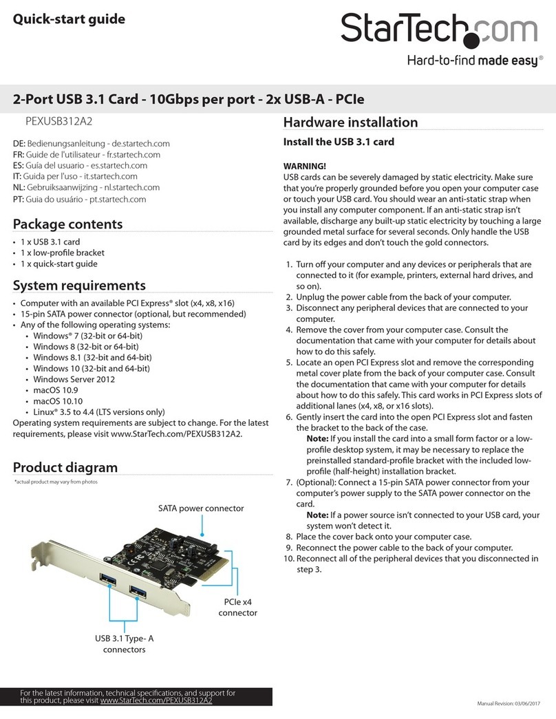 StarTech.com PEXUSB312A2 quick start guide