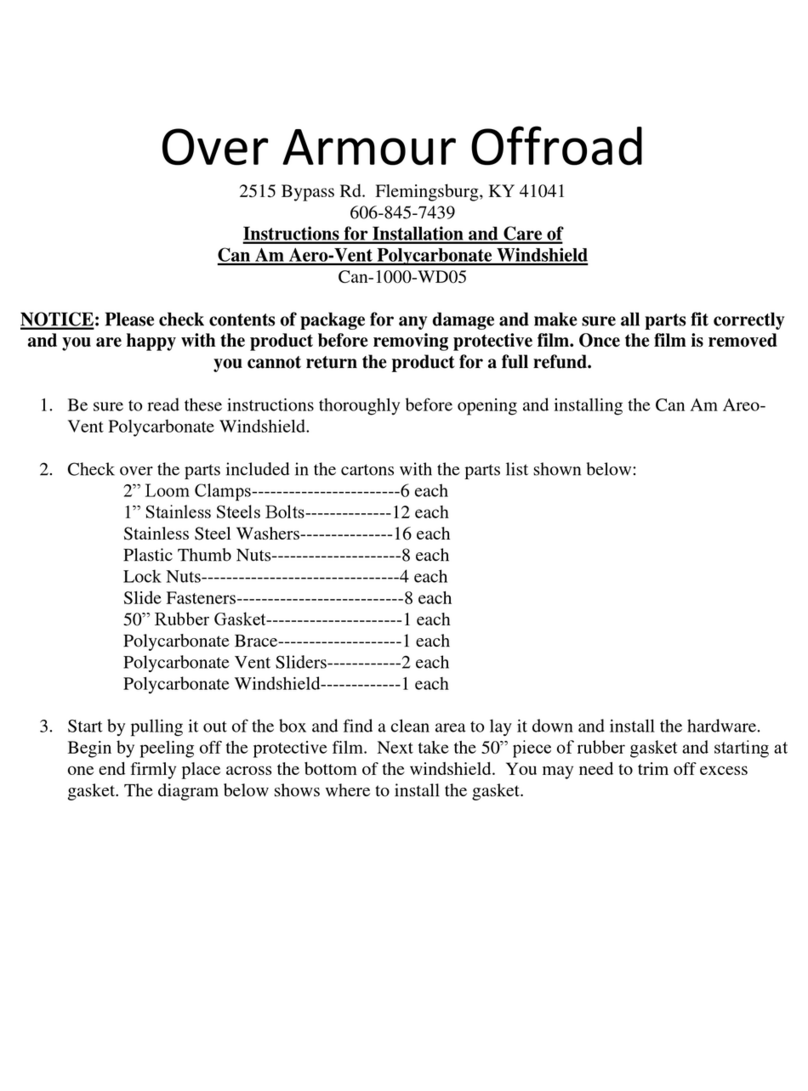 Over Armour Offroad Can-1000-WD05 Instructions for Installation and Care