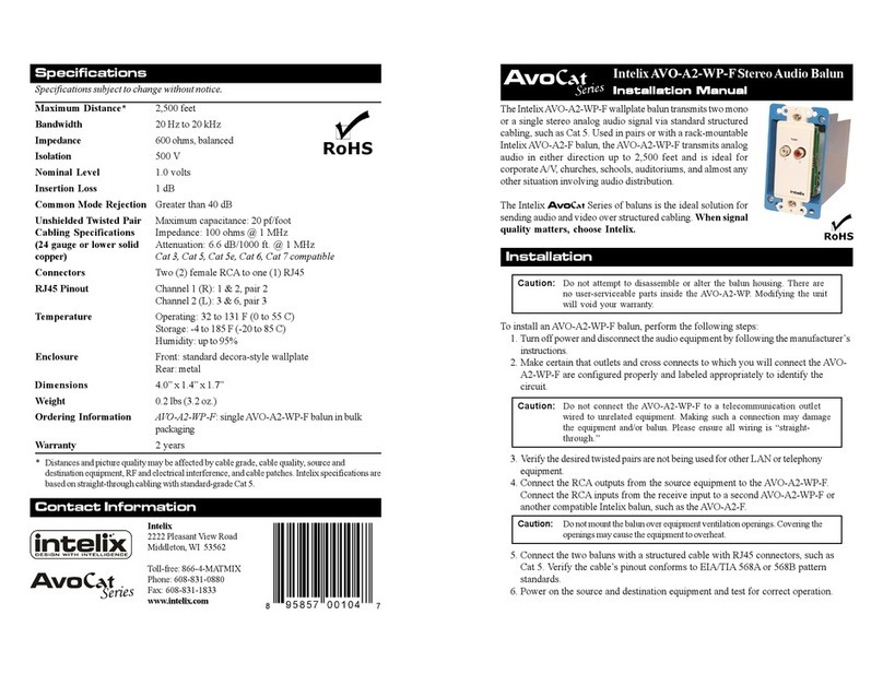 Intelix AVOCat AVO-A2-WP-F User manual
