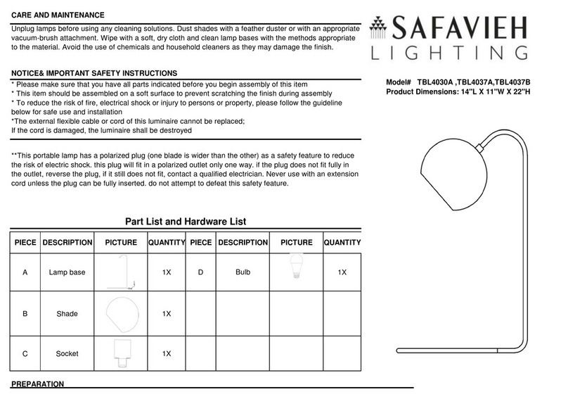 Safavieh TBL4030A Maintenance manual