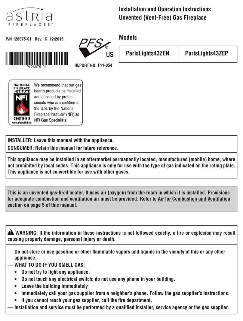 Astria Fireplaces ParisLights43ZEN Installation & operation instructions Astria Fireplaces ParisLights43ZEN Installation & operation instructions