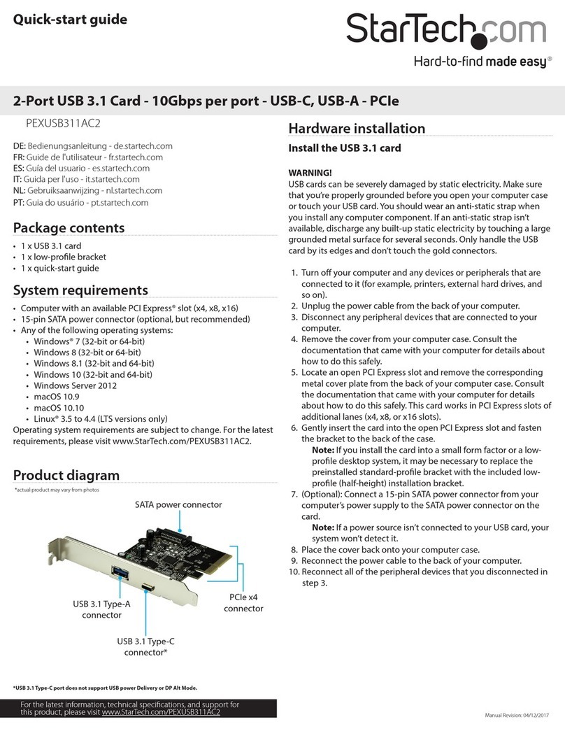 StarTech.com PEXUSB311AC2 quick start guide