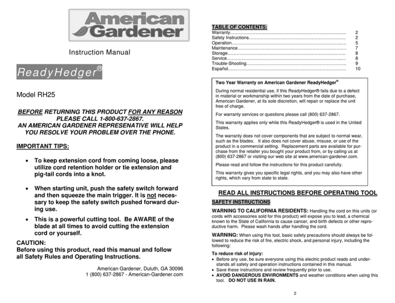 American Gardener ReadyHedger RH25 instruction manual