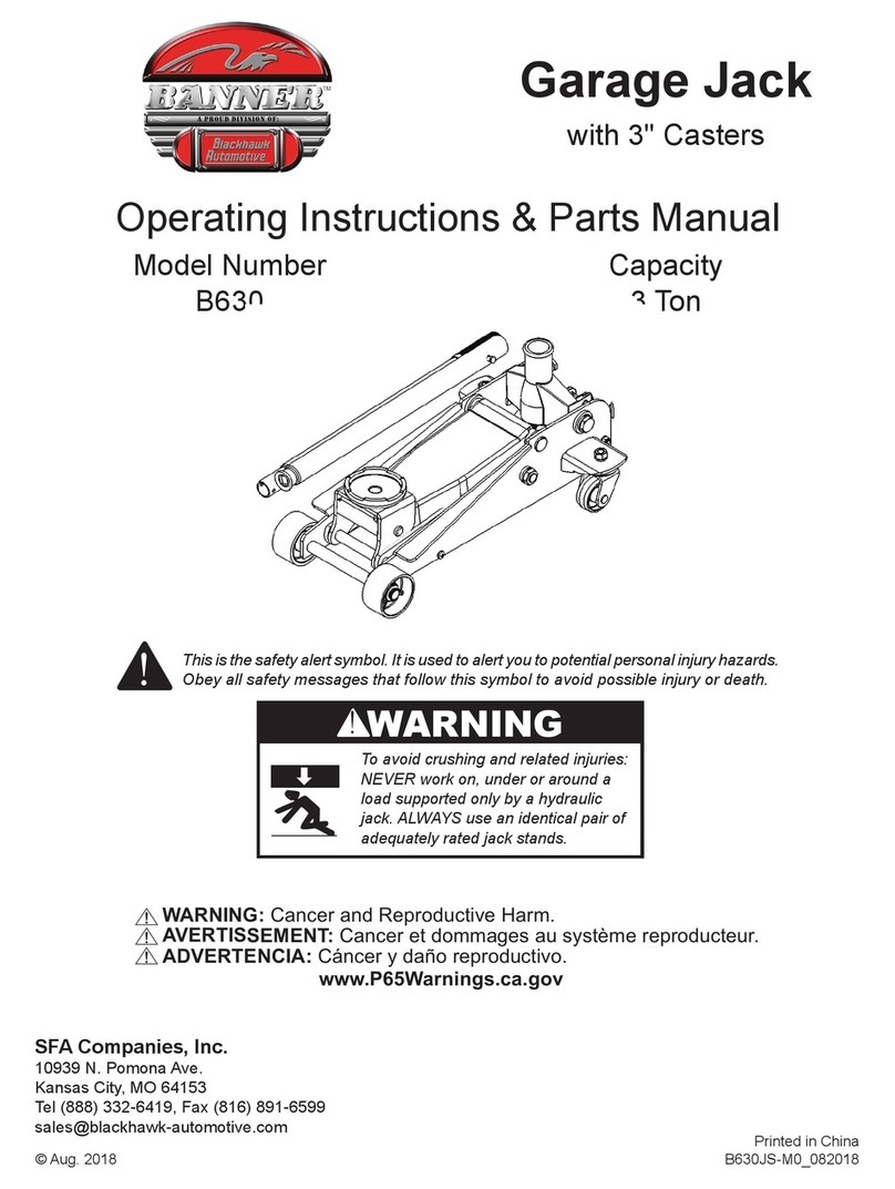 Black Hawk Automotive Banner B630 Operating instructions & parts manual