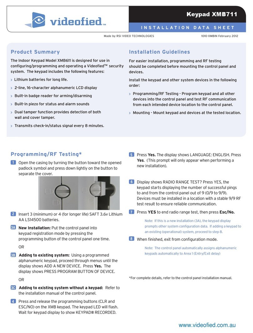 RSI VIDEO TECHNOLOGIES Videofied XMB711 Installation datasheet