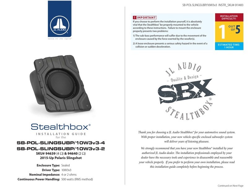 JL Audio Stealthbox SB-POL-SLINGSUBP/10W3v3 User manual JL Audio Stealthbox SB-POL-SLINGSUBP/10W3v3 User manual