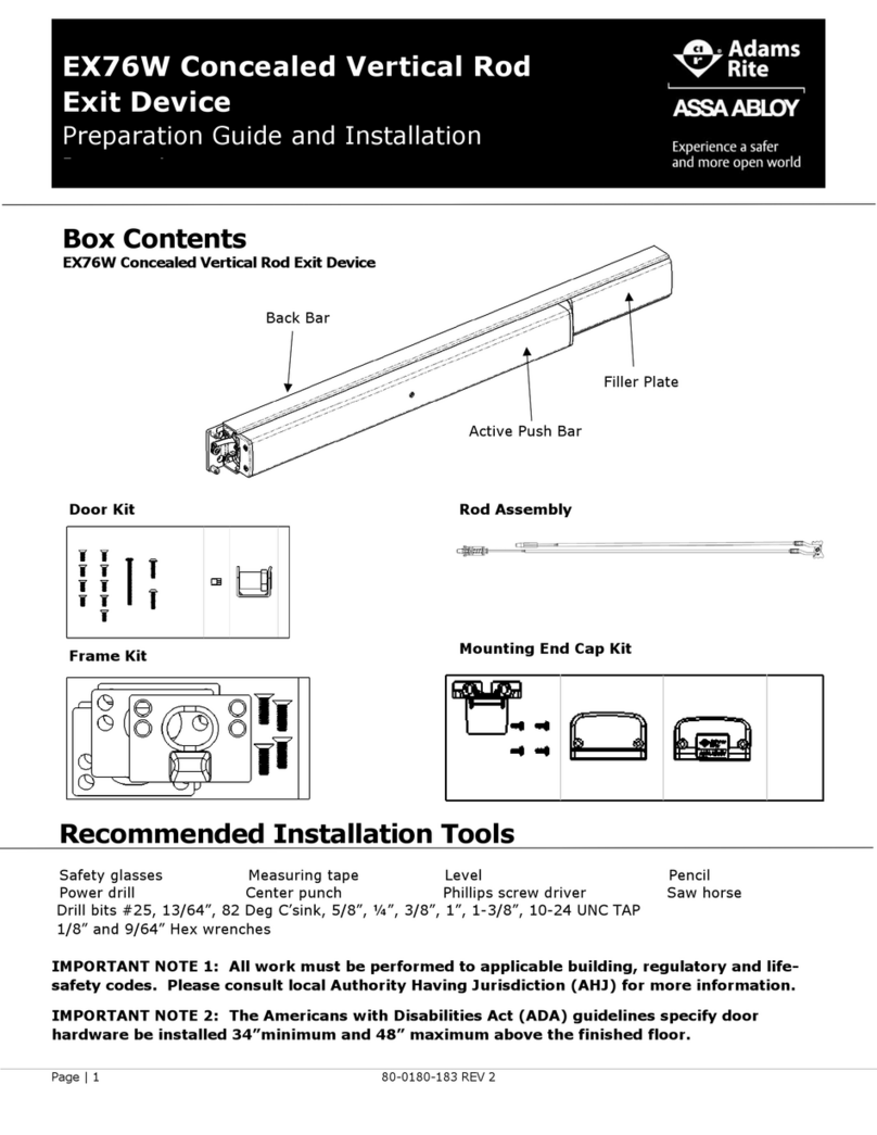 Assa Abloy Adams Rite EX76W Operating instructions