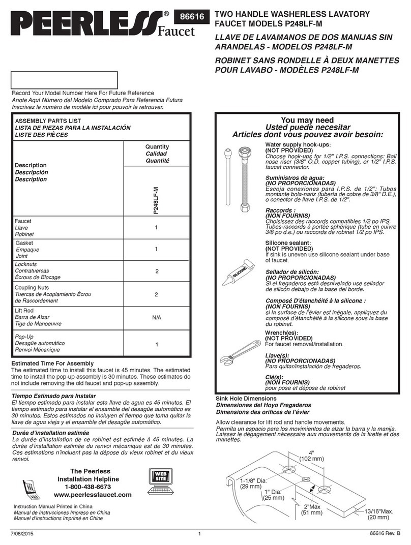 Peerless Faucet 86616 manual Peerless Faucet 86616 manual