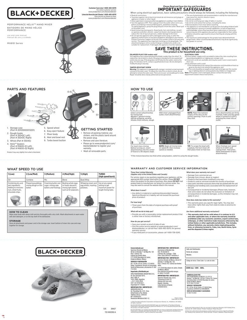 Black & Decker PERFORMANCE HELIX MX610-01 User manual