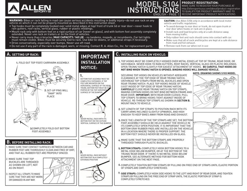 Allen Sports S104 instructions