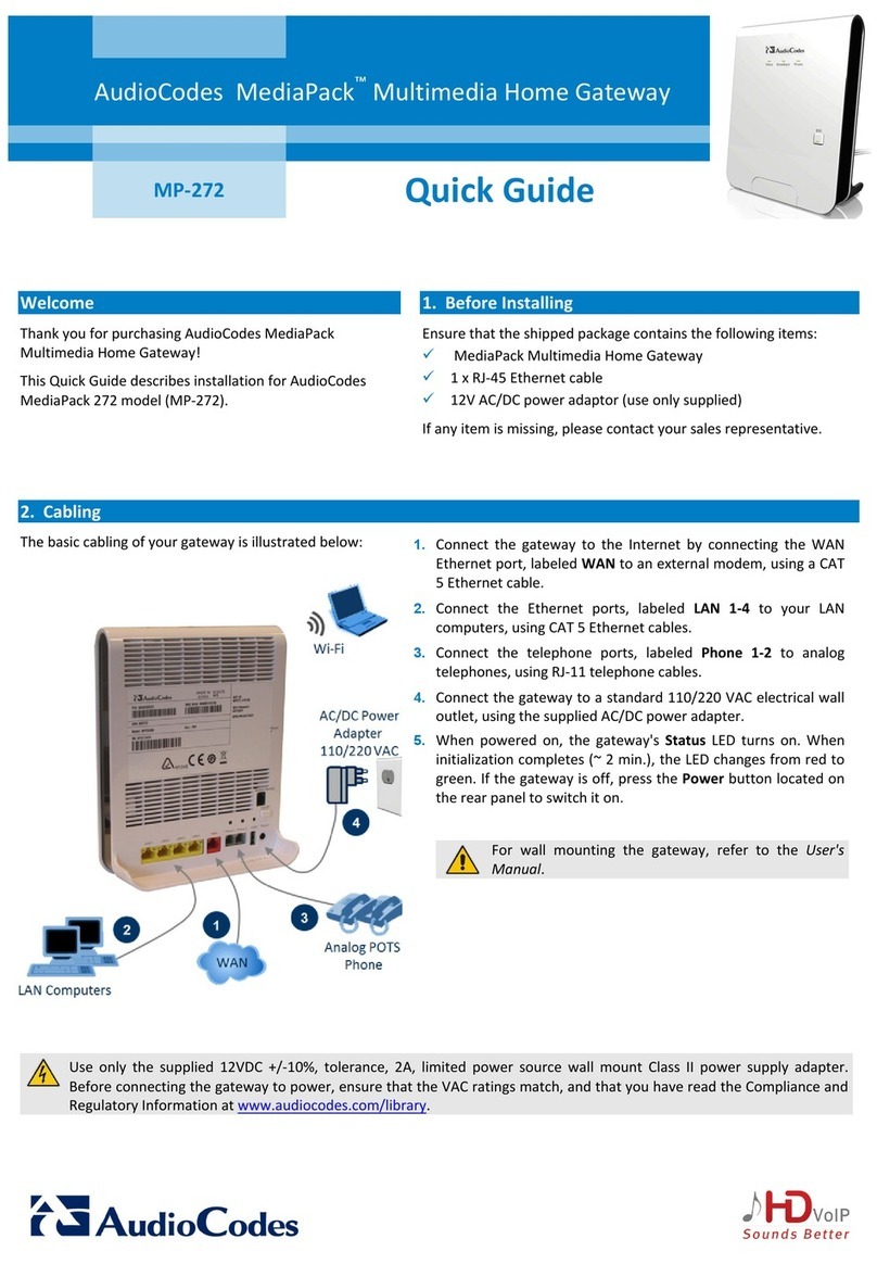 AudioCodes MediaPack MP-272 User manual