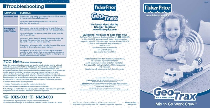 Fisher-Price GeoTrax H8097 instruction sheet