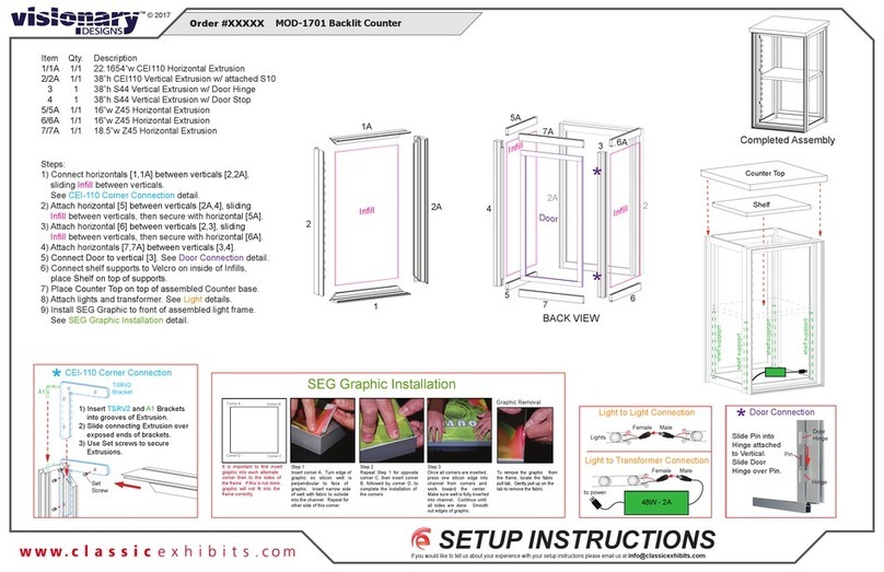 VISIONARY DESIGNS MOD-1701 Setup instructions