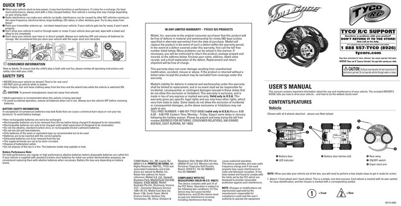 Mattel Tyco R/C Roll Cage B5115-0920 user manual