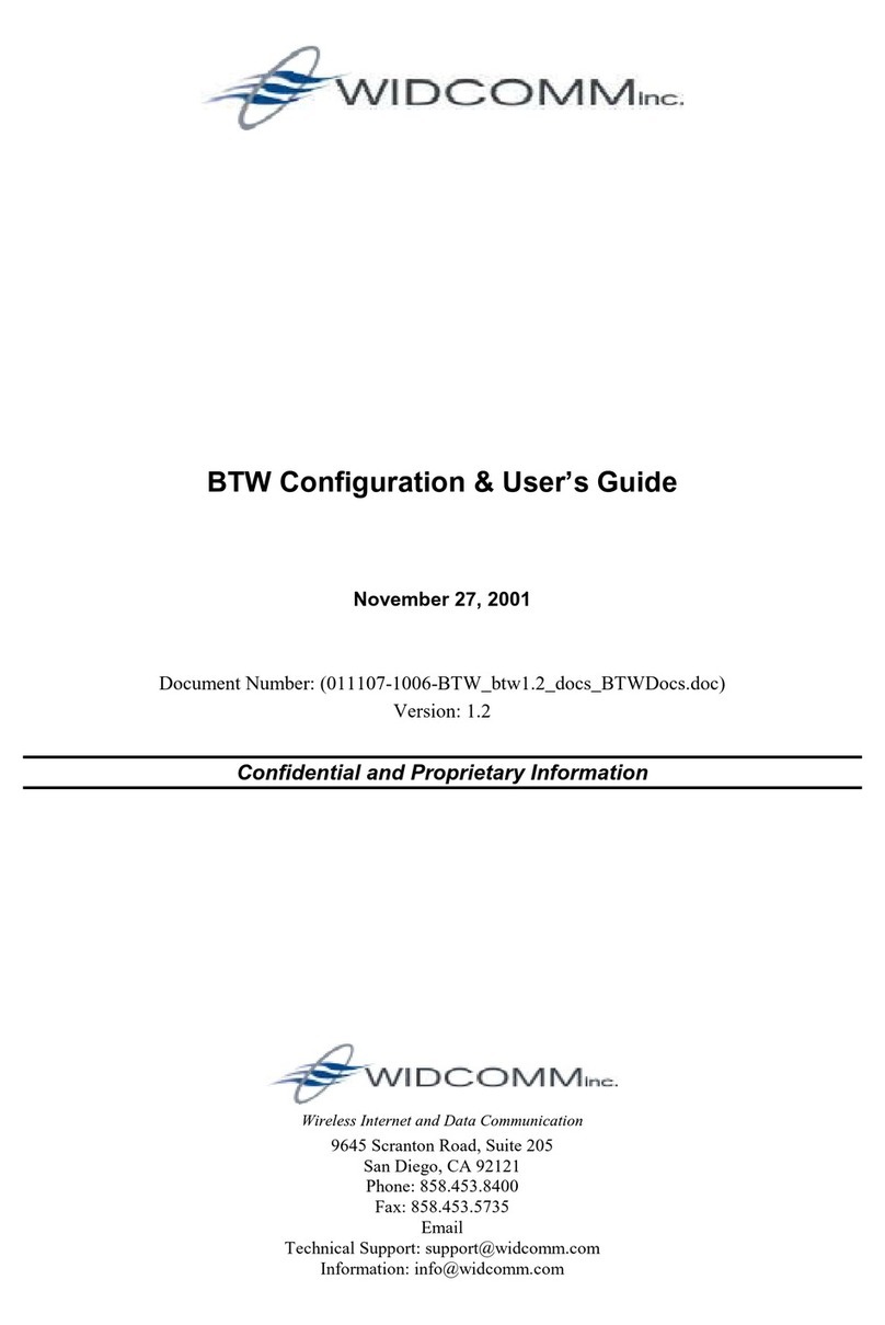 WIDCOMM WBT-3020 Configuration and user's guide