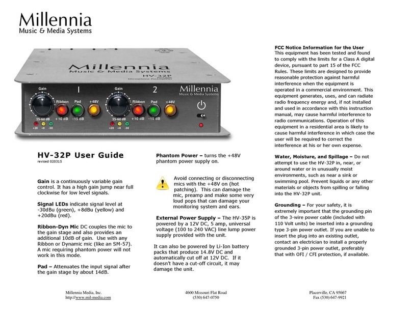Millennia HV-32P user guide