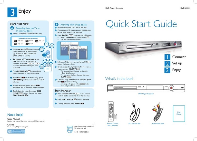 Philips DVDR3400/97 User manual