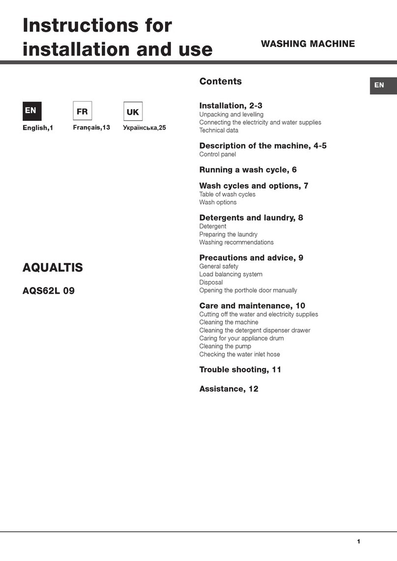 Hotpoint Ariston AQUALTIS AQS62L 09 Instructions for installation and use