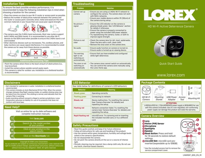 Lorex LNW16XF quick start guide