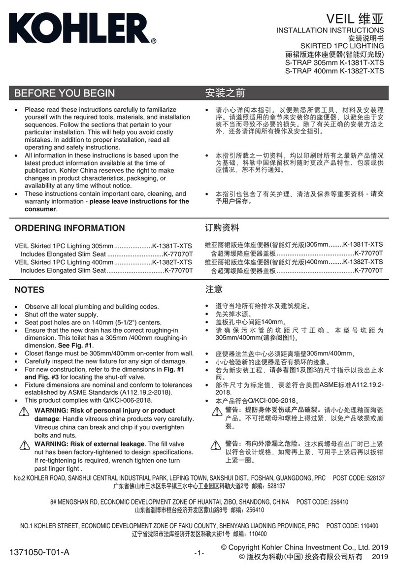 Kohler K-1381T-XTS User manual
