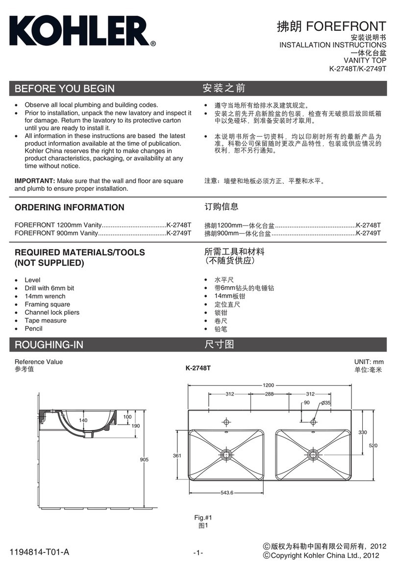 Kohler FOREFRONT K-2748T User manual