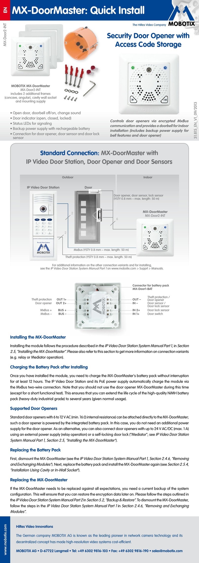 Mobotix MX-Door2-INT-ON-PW Quick install