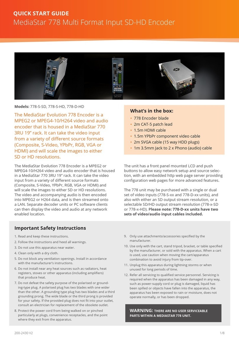 Mediastar Evolution 778 Series quick start guide