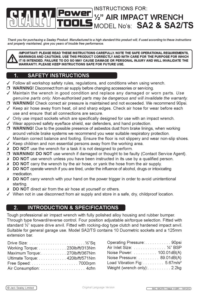 Sealey Power Tools SA2 User manual