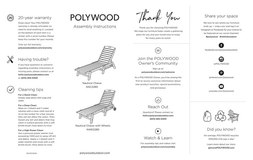 Polywood PWNAC2280 Assembly instructions Polywood PWNAC2280 Assembly instructions