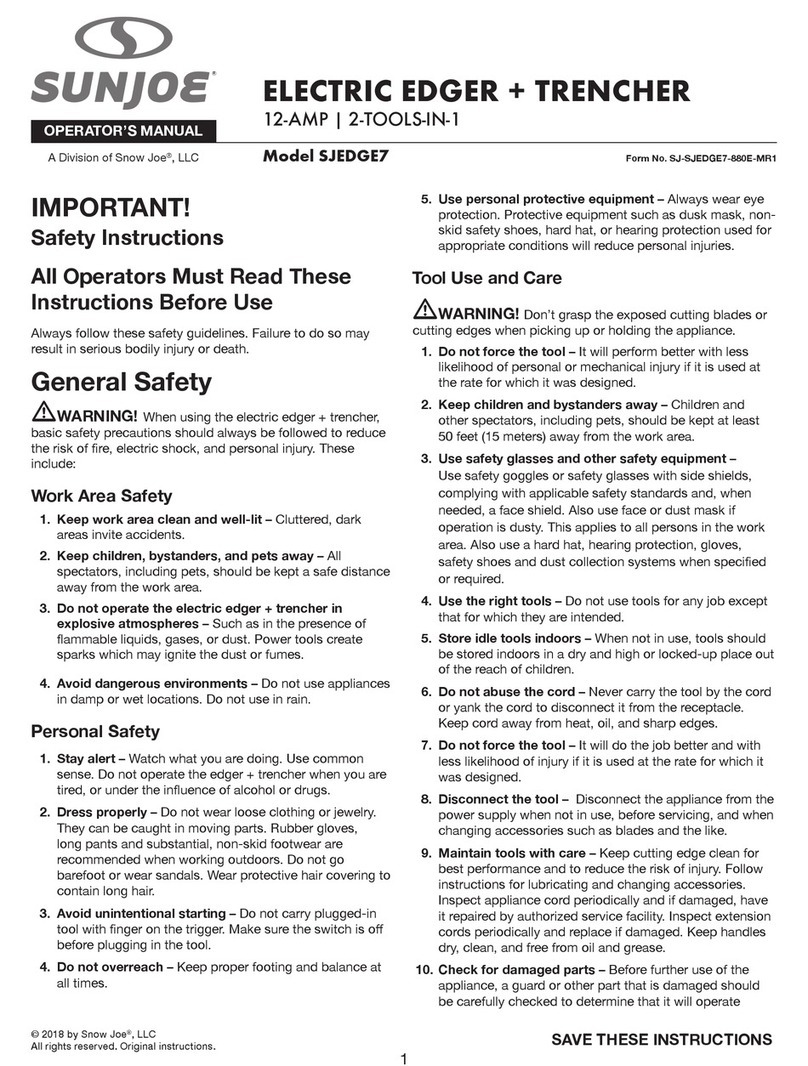 SNOWJOE Sunjoe SJEDGE7 Operator's manual