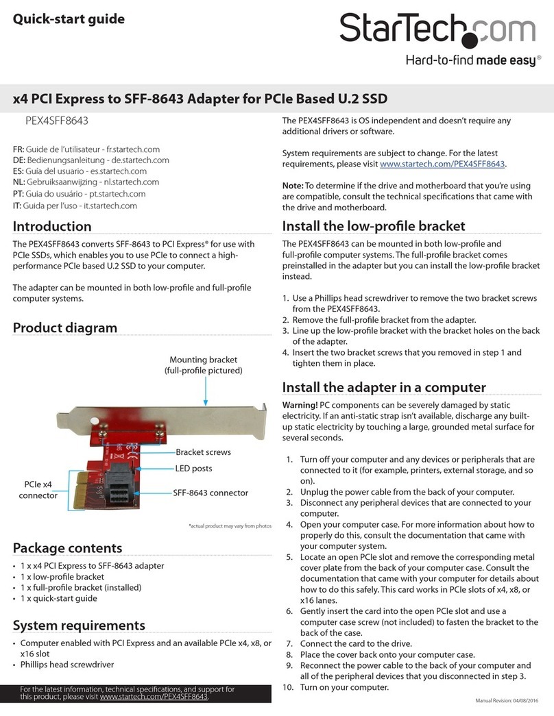 StarTech.com PEX4SFF8643 quick start guide