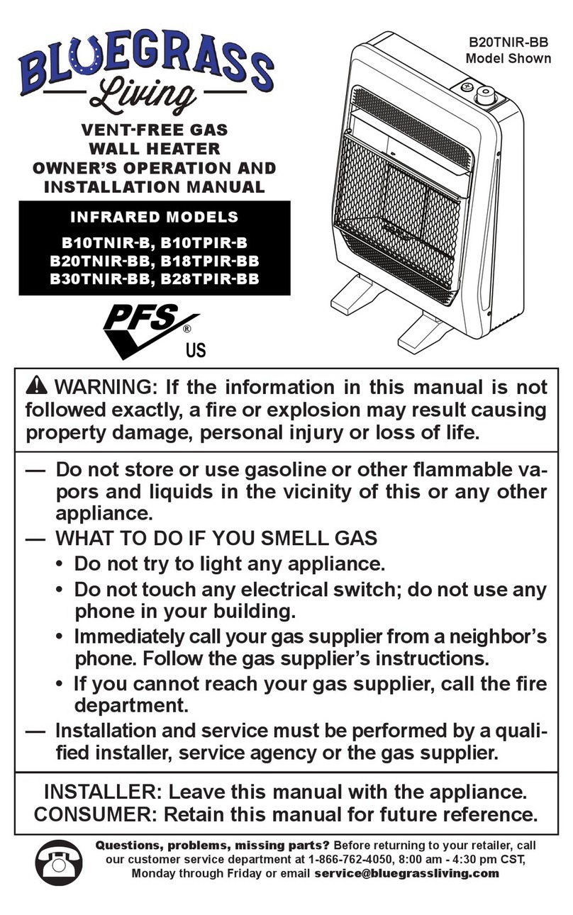 Bluegrass Living B10TNIR-B OWNER'S OPERATION AND INSTALLATION MANUAL