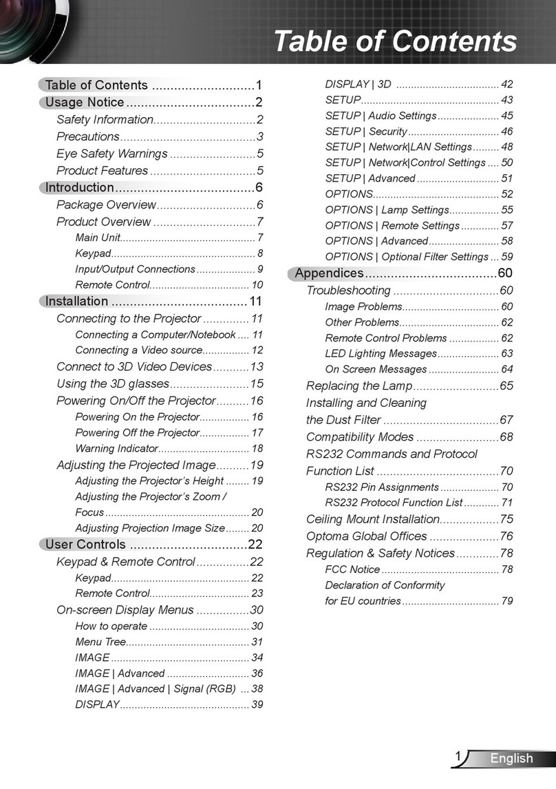 Optoma W402 User manual