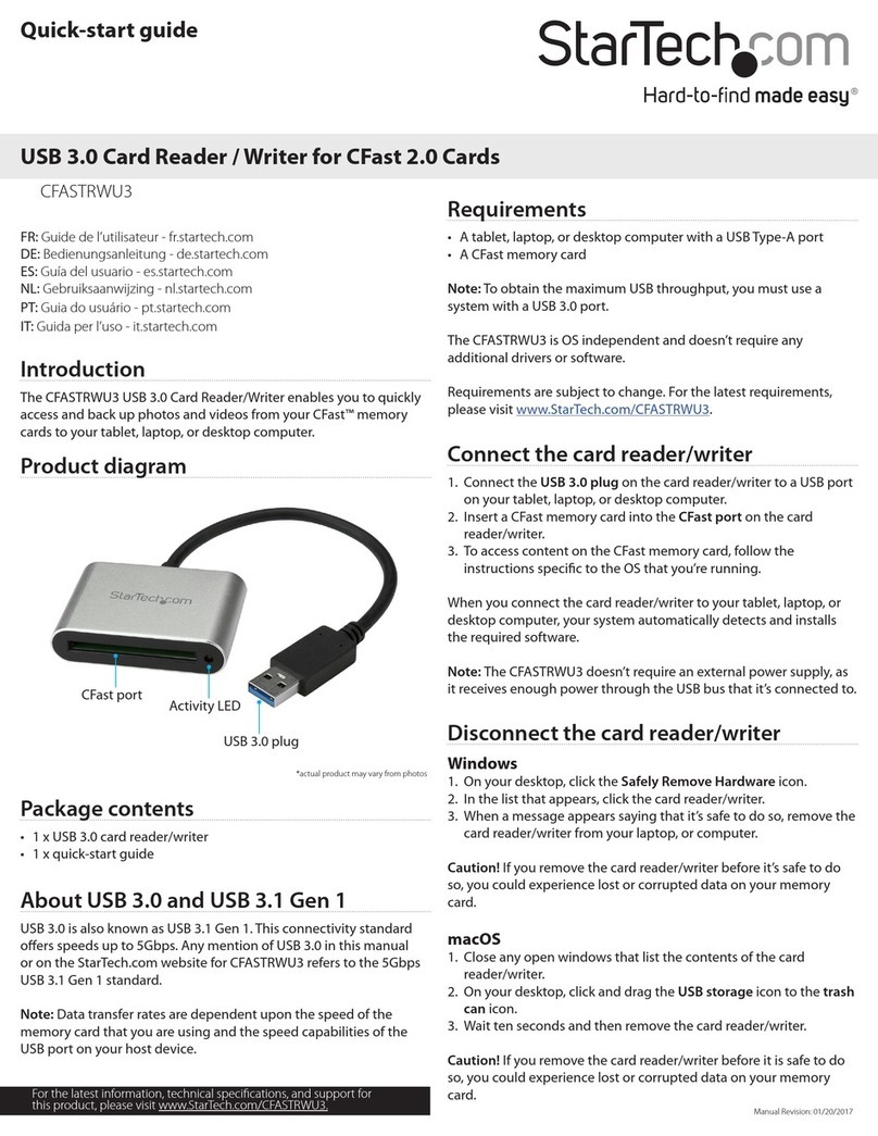 StarTech.com CFASTRWU3 quick start guide