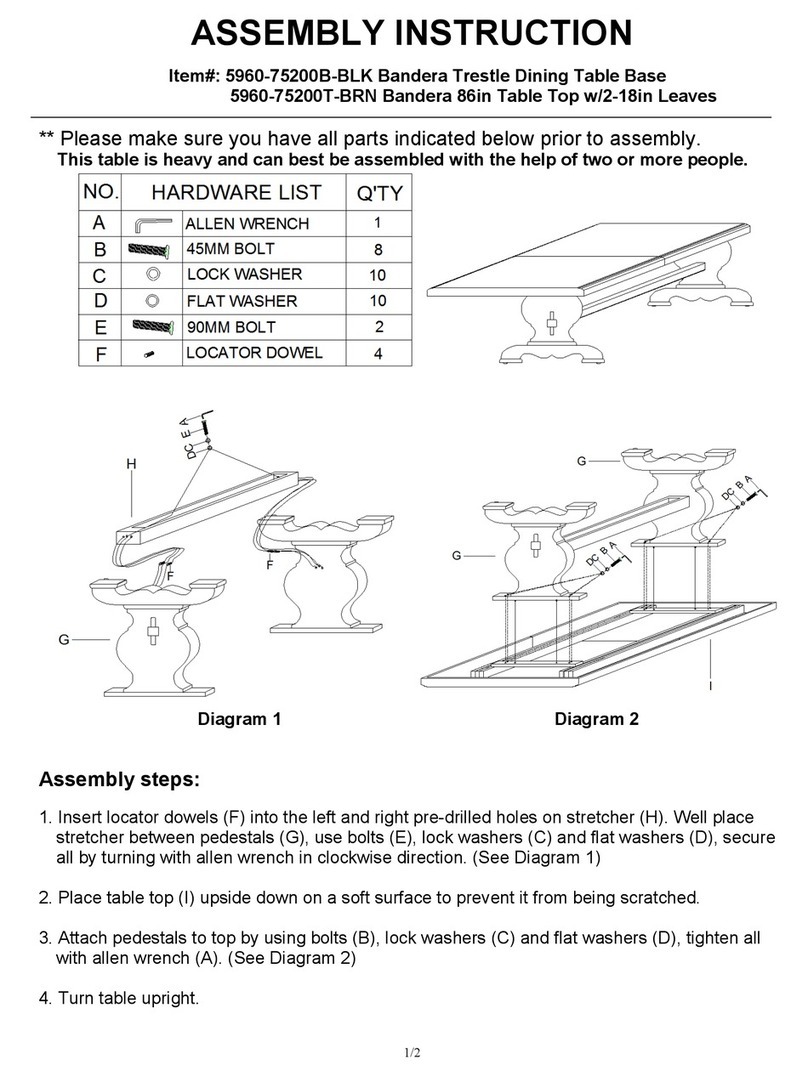 Hooker Furniture Bandera 5960-75200B-BLK Assembly instruction