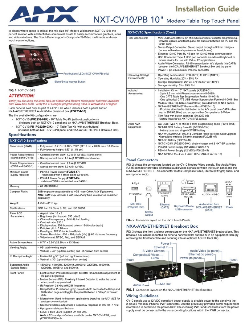 AMX Modero NXT-CV10/PB User manual
