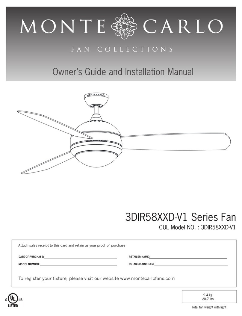 Monte Carlo Fan Company 3DIR58RBD-V1 Owner's guide and installation manual