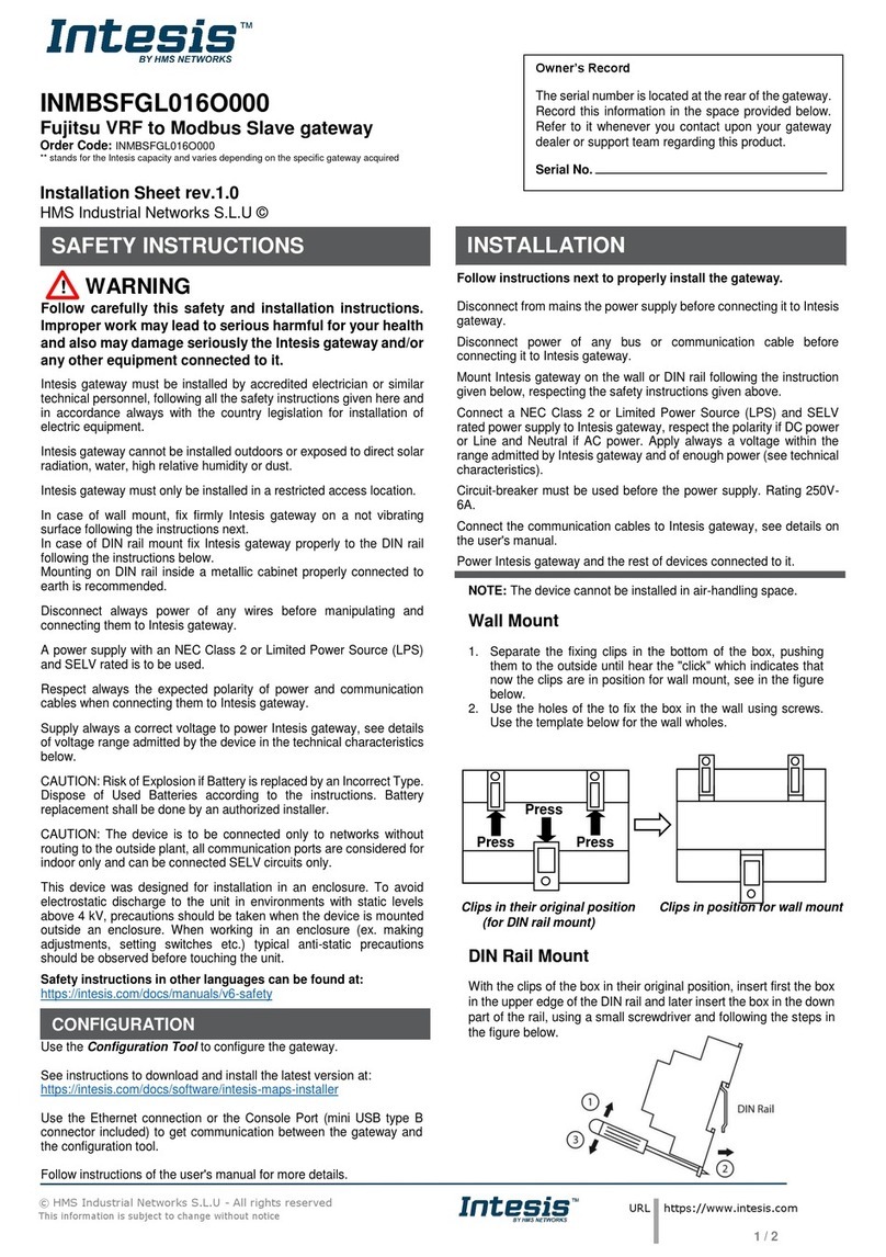 HMS Networks Intesis INMBSFGL016O000 Assembly instructions