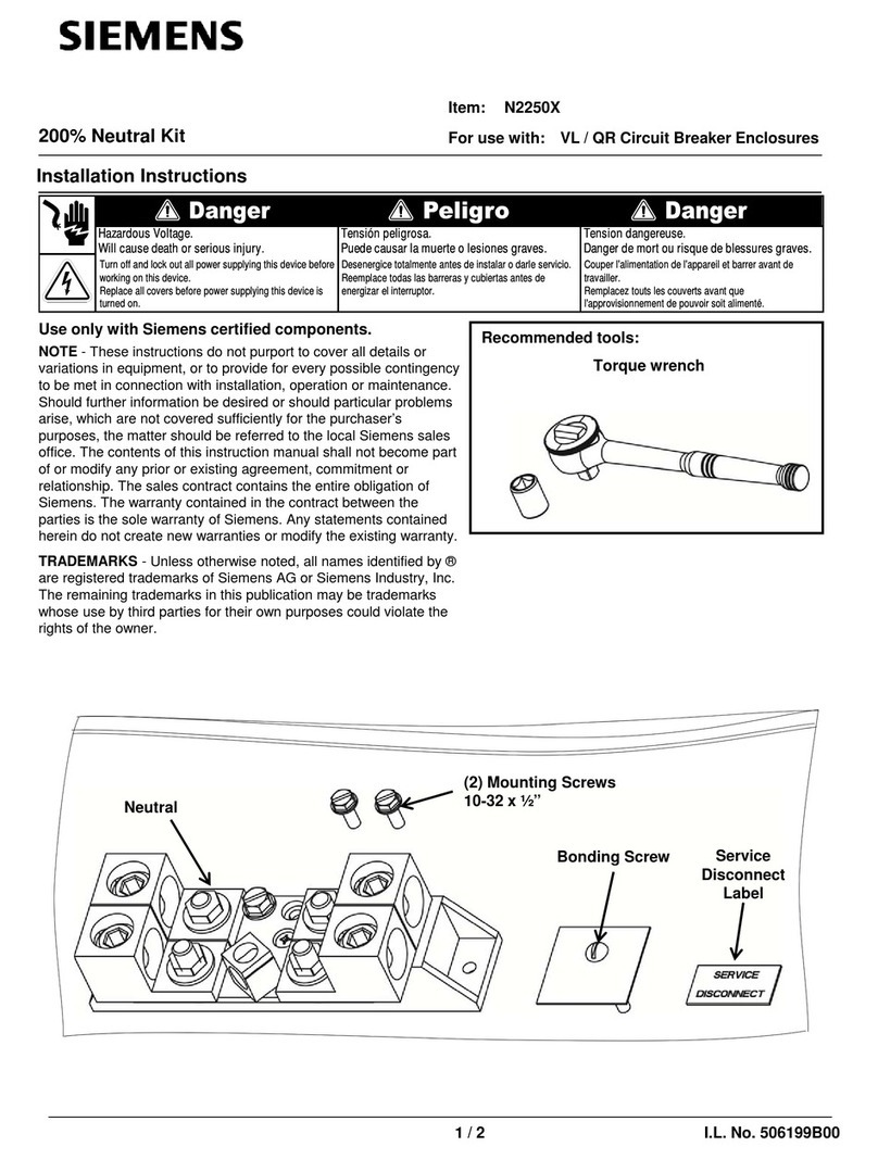 Siemens N2250X installation instructions Siemens N2250X installation instructions