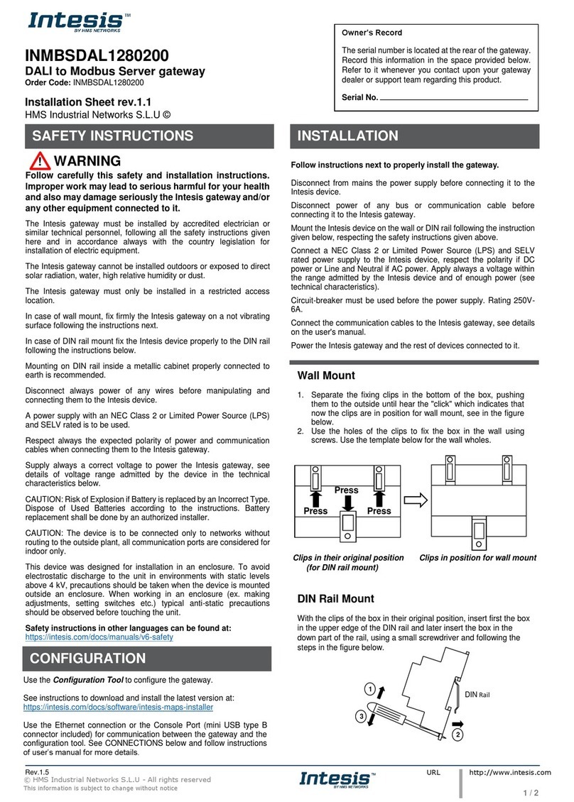 HMS Networks Intesis INMBSDAL1280200 Installation sheet HMS Networks Intesis INMBSDAL1280200 Installation sheet