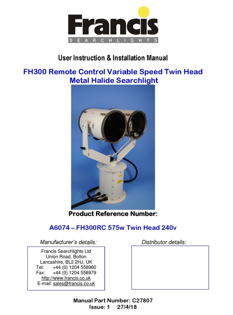 Francis Searchlights A6074 User instruction & installation manual Francis Searchlights A6074 User instruction & installation manual