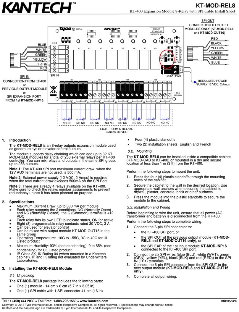 Kantech KT-MOD-REL8 User manual