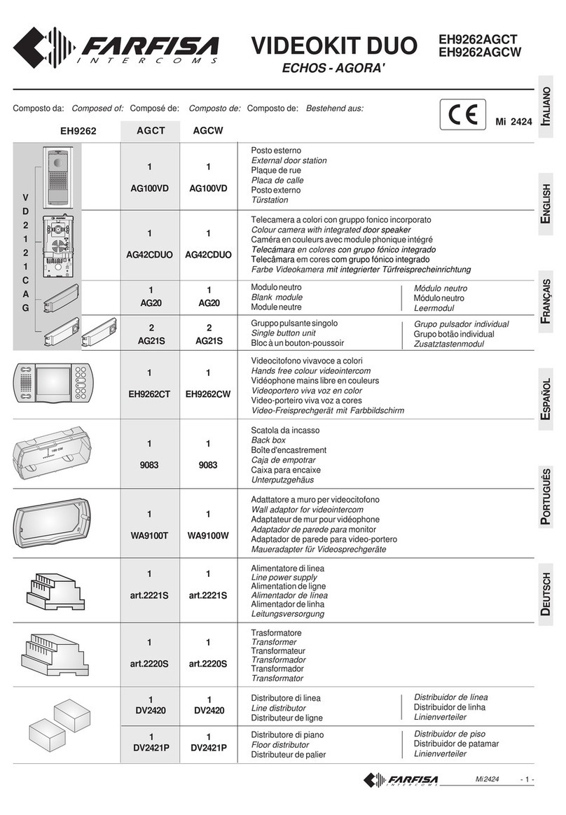 FARFISA INTERCOMS ECHOS EH9262AGCT manual