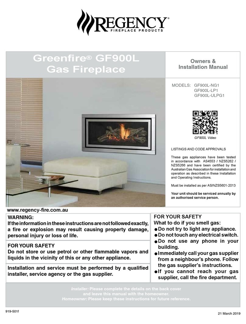 Regency Fireplace Products Greenfire GF900L Owners & installation manual