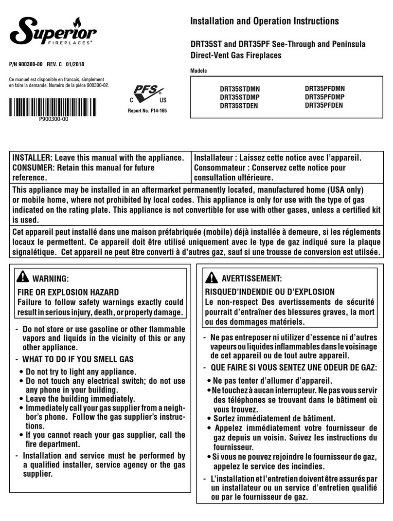 Superior Fireplaces DRT35STDMN Installation and operation instruction