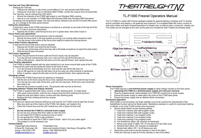 Theatrelight TL-F1000 User manual