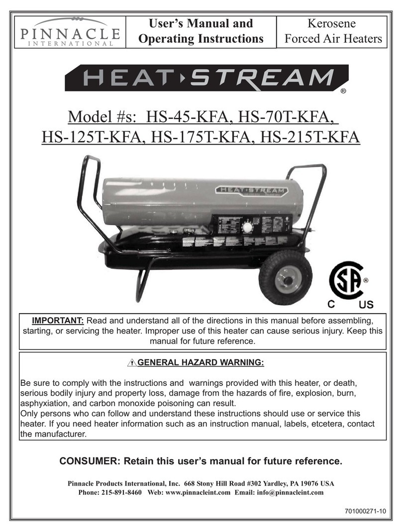 Pinnacle HEAT-STREAM HS-45-KFA User's manual and operating instructions Pinnacle HEAT-STREAM HS-45-KFA User's manual and operating instructions