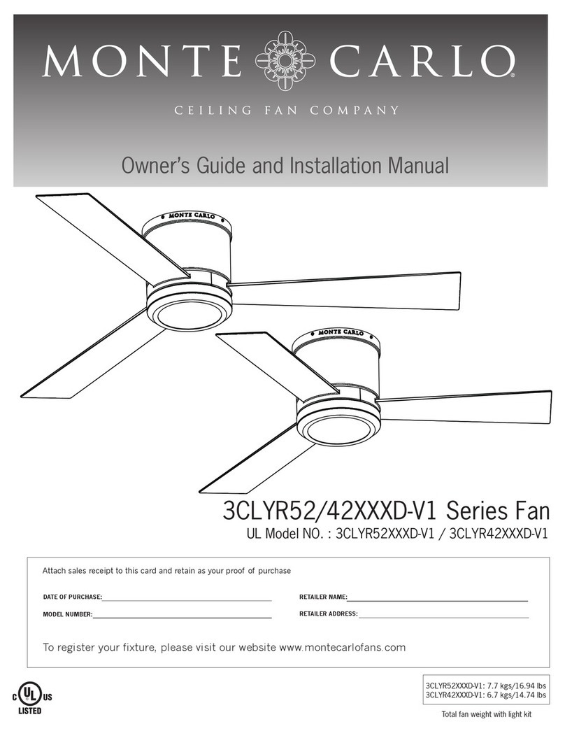 Monte Carlo Fan Company 3CLYR52 D-V1 Series Owner's guide and installation manual